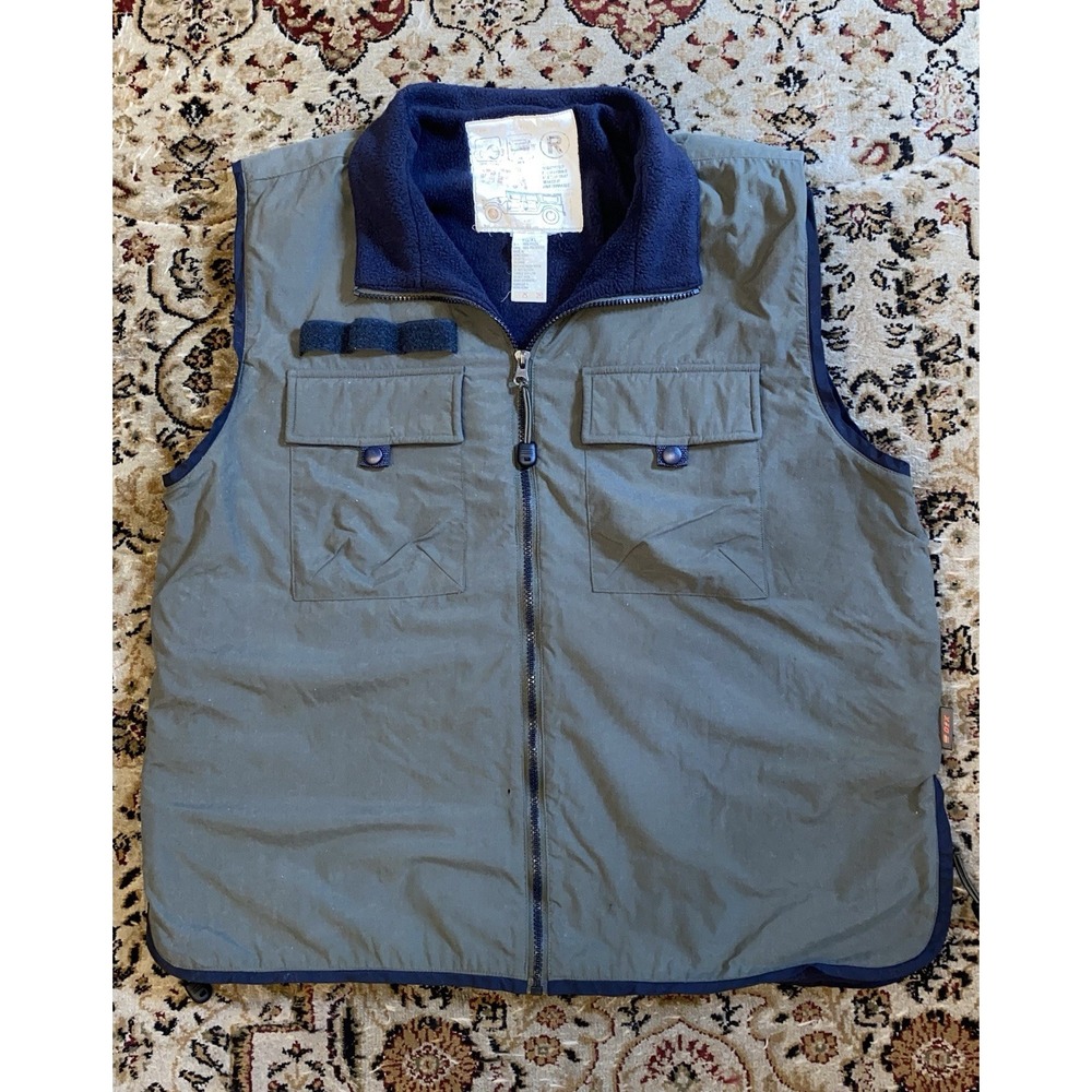 Vintage Dex Utility Vest menXL Fleece Lined Technical Cargo Gorpcore Y2K Gray